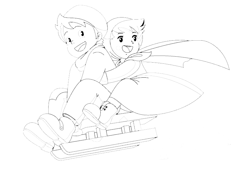 coloriage heidi et peter font de la luge